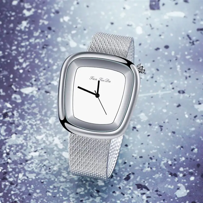 2019 женские алюминиевые наручные часы с квадратным циферблатом из нержавеющей