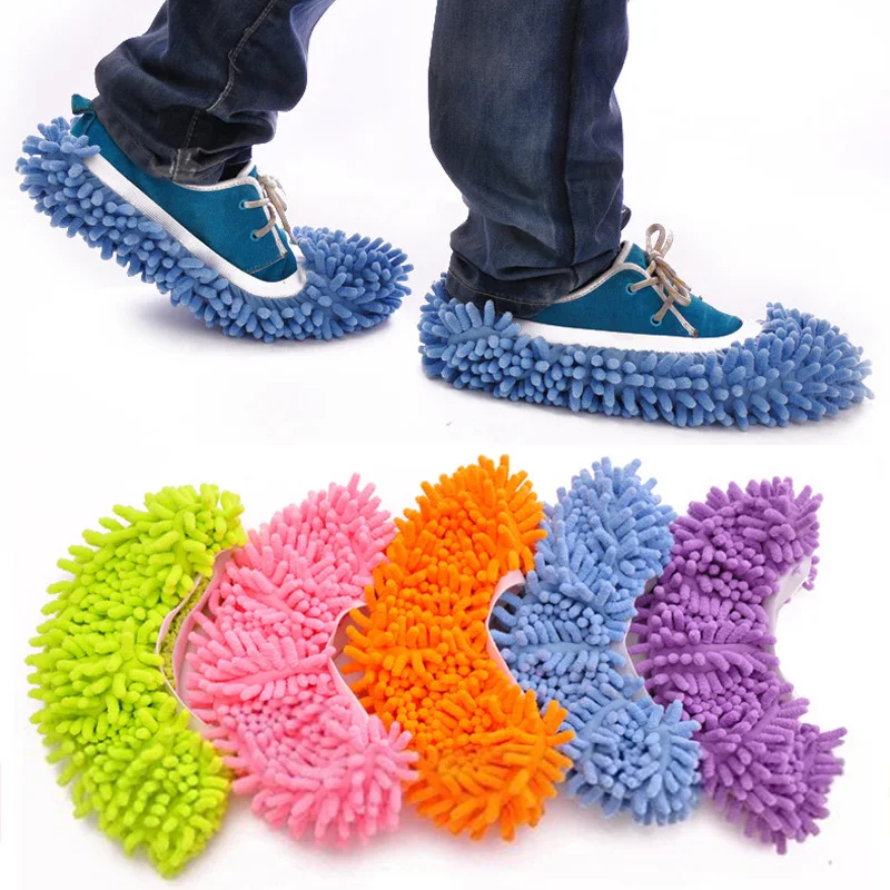 Limpiador de polvo para el hogar, zapatillas de pastoreo, limpieza de suelo de baño, mopa, zapatillas perezosas, cubierta de zapatos, paño de microfibra, 1 unidad