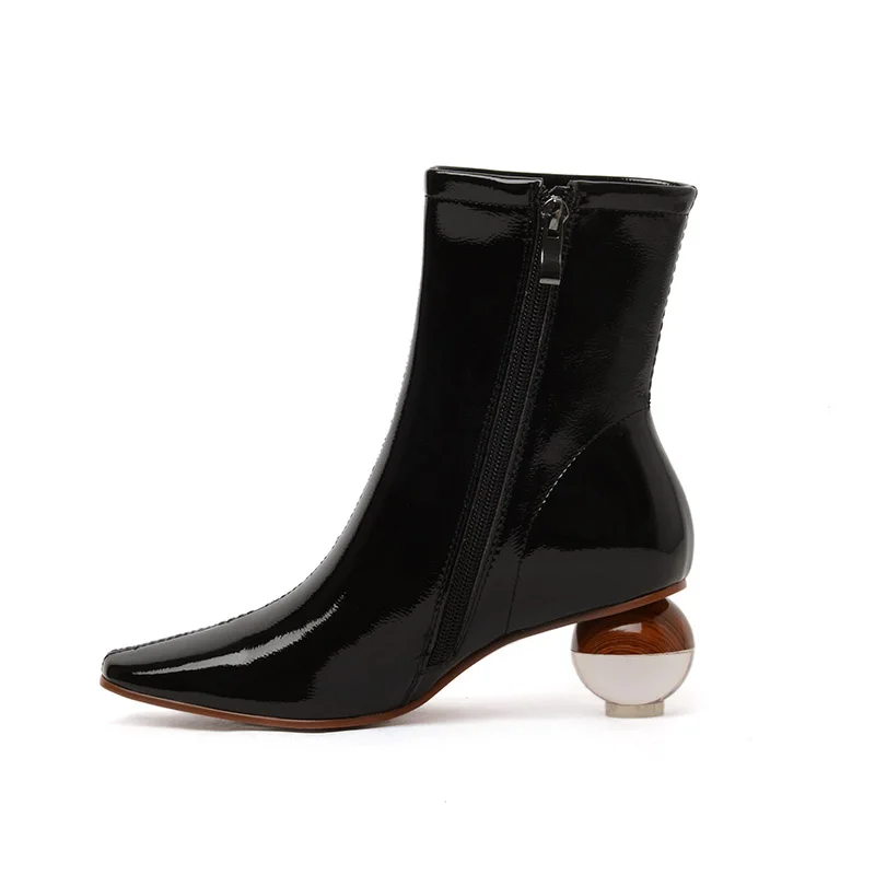 Женские ботильоны из лакированной кожи Phoentin Новое поступление 2019 ботинки с