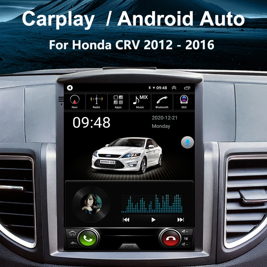 Автомобильная стерео-система на Android 11 в стиле Tesla для Honda CRV 2012 - 2016 CR-V