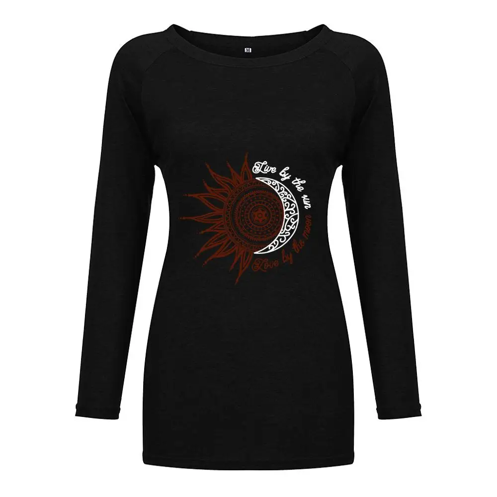 

Sun flower letter Print Long Sleeve T-shirt for women