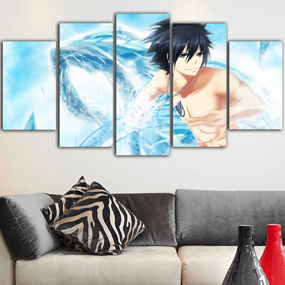 

Modular Canvas HD Prints 5 Pieces Pictures Wall Art Fairy Tail Anime Painting Home Decoration Posters For Living Room Framework