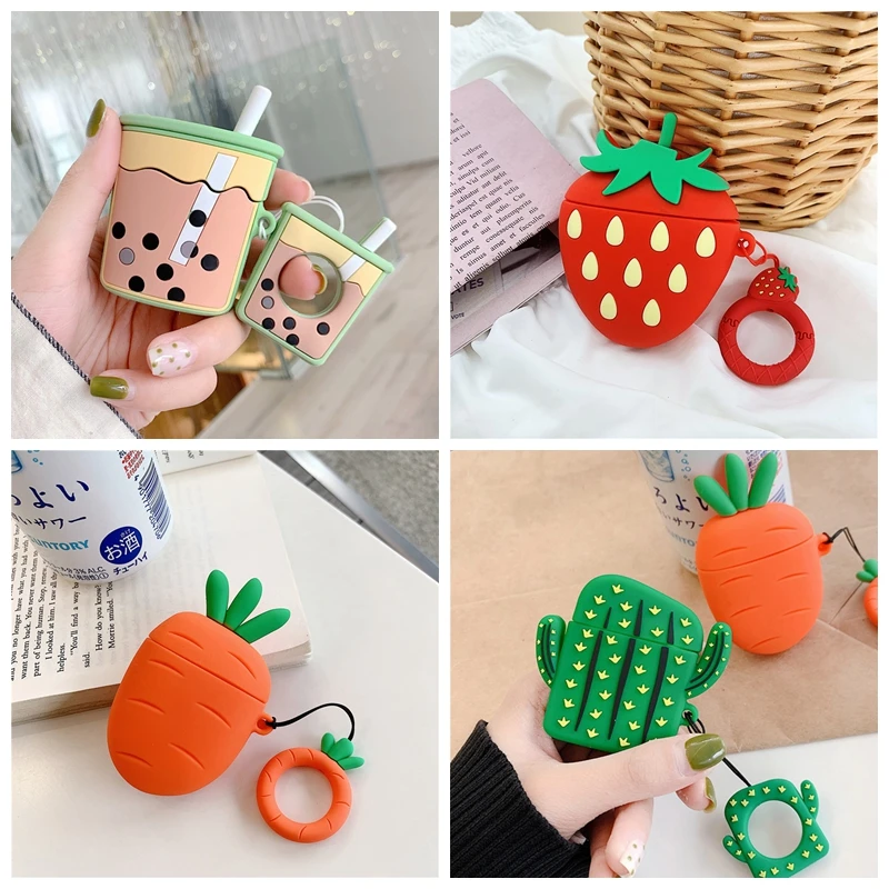 Беспроводной Bluetooth чехол для наушников с фруктами авокадо Apple Airpods 1 2 Мягкий