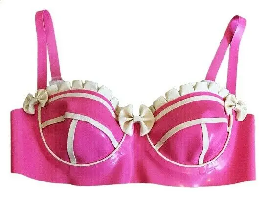 100% чистый латекс резиновое розовое сексуальное нижнее белье бюстгальтер