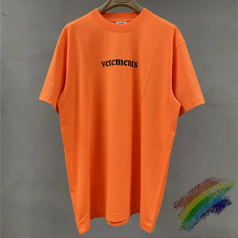 

Loose Oversized Vetements T Shirt Big Patch Tag Men Wome Loose 1:1 High Quality Vetements Short Sleeve Top Tees T-shirts
