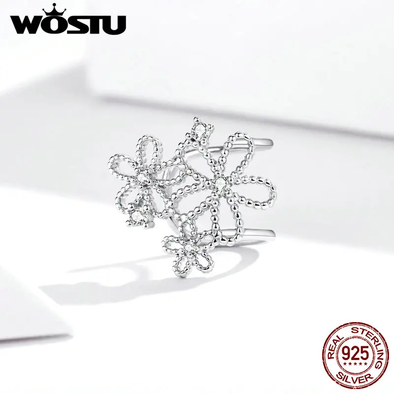 Женские серьги-гвоздики в виде цветка снежинки WOSTU свадебные маленькие серьги из