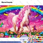 Алмазная 5D картина сделай сам с полным напылением, Розовый Единорог и радуга, алмазная вышивка крестиком, мозаика, настенные картины, домашний декор