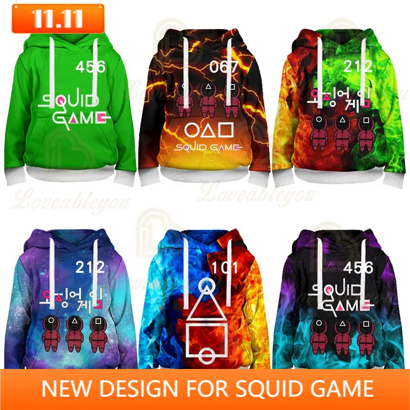 

Clothes Korean 456 The Game Movie Cosplay Costume Kids Girls Boys Tops Sweatshirt Children 3D Clothes 2022 DESIGN