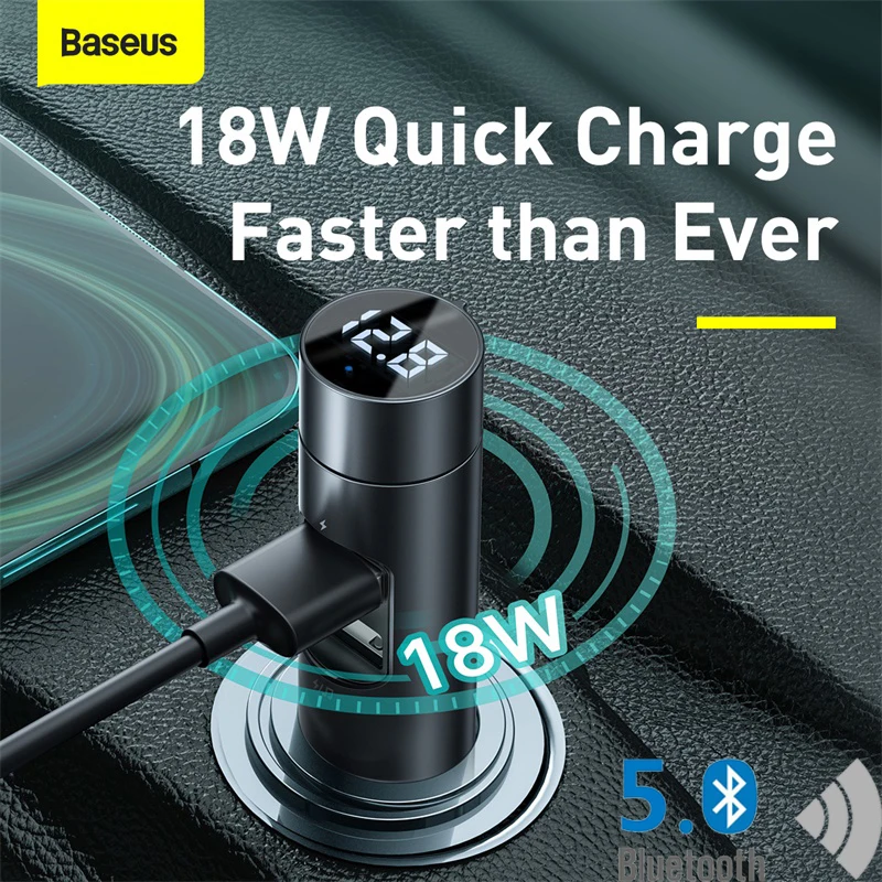 Автомобильный fm-передатчик Baseus Bluetooth 5 0 комплект громкой связи модулятор