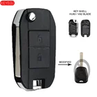 KEYECU, модифицированный складной чехол для автомобильного ключа с 2 кнопками, чехол для ключа для Peugeot 307 107 207 407 Citroen C2 C3 Xsara HU83VA2 Blade