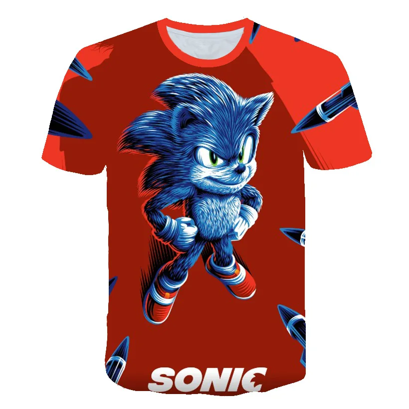 

2021 Kids Boys Cartoon Sonic T Shirt For Children Girls hedgehog sonic T-shirt 3D Printed Tops Teenager Children Tops Summer Hot