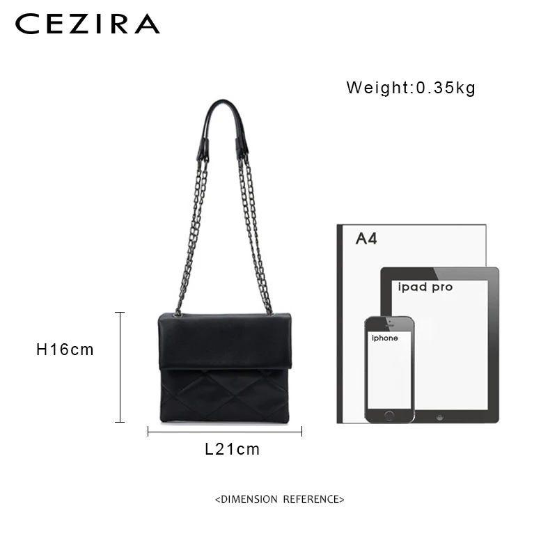 

CEZIRA Luxury Quilted Design PU Shoulder Bag For Women Fashion Chain Flap Messenger Purse Ladies Vegan Leather Crossbody Handbag