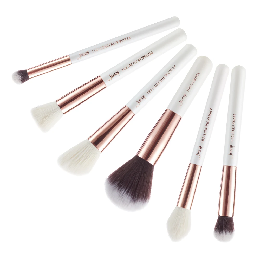 Jessup beauty набор кистей для макияжа из натуральной синтетической щетины 6 шт. Белый