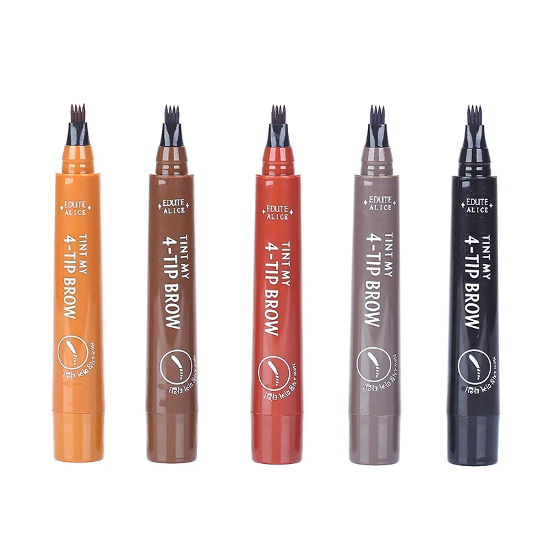 Natural 3D Microblading Eyebrow Tattoo Pen with 4 Micro Tips Superfine Sketch Liquid Eyebrow Pencil Waterproof Brow Tint TSLM2