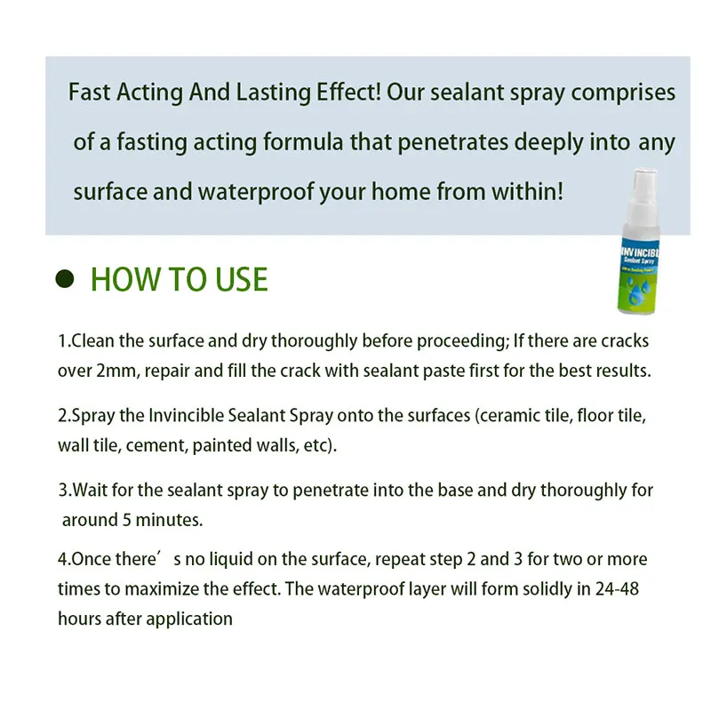 

Newly 30ml Invincible Sealant Spray for Wall/Sink/Pipe/Roof Multifunctional Quick Sealant Fix Home Walls Leaking Repair Glue CLA