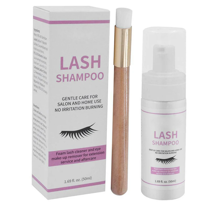 

50ml Eyelash Extensions Lash Shampoo Cleansing Foam Cleanser Bubble Brush Kit Mild No Irritation