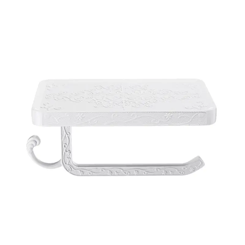 

2020 New Wall Mounted Toilet Roll Tissue Holder Stand Phone Shelf Bathroom Paper Holder