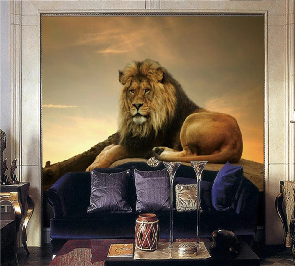 Большой 3D Фотофон с рисунком льва для телевизора гостиной спальни украшения