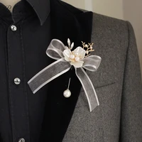 peorchid brooch boutonniere flower silk grooming pomeranian pearl groom accessories for wedding corsage prom buttonholes flowers
