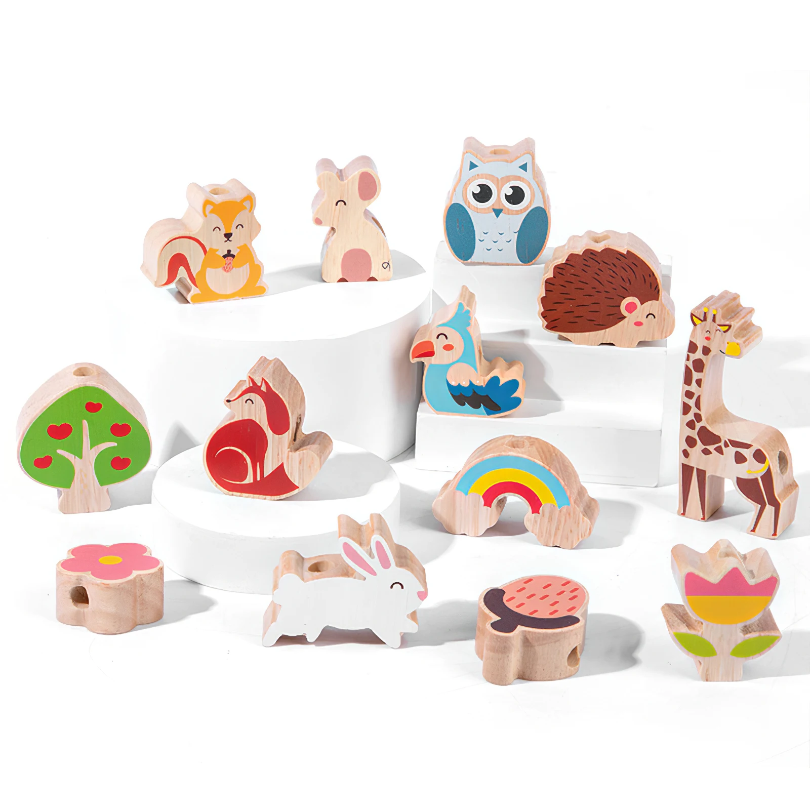 

Деревянные блоки Монтессори, игры с животными, Детские обучающие игрушки, деревянные строительные блоки, натуральное дерево, игрушка для ре...