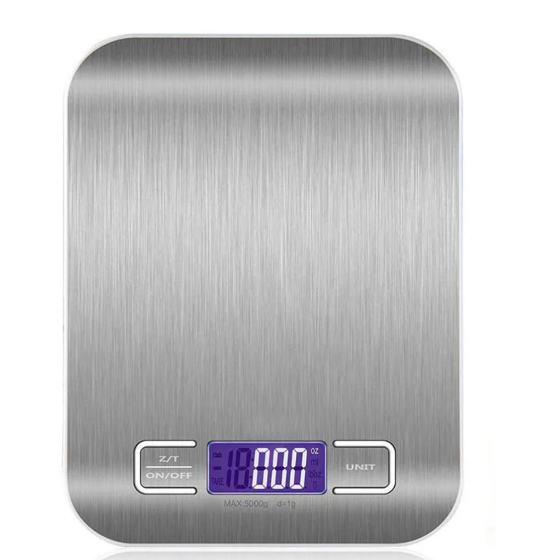 5kg/0.1g 10kG/0.1g Electronic Scale  LED Display Kitchen Silver Food Scaling Libra Flat Stainless Steel Baking Measuring Scales
