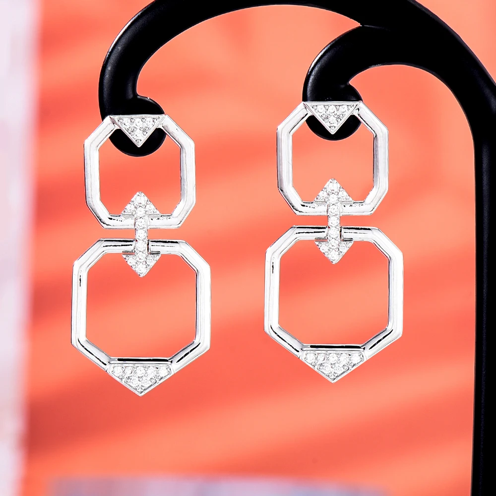 

SORAMOORE High Quality Square Dangle Earrings for Women Girl Bridal Luxury Jewelry Ladies Daily New Fashion 2021 Orginal Design