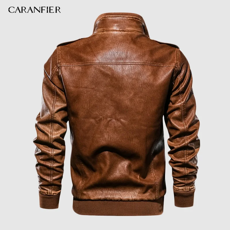 Мужские Куртки из искусственной кожи CARANFEIR классические Байкерские на осень и