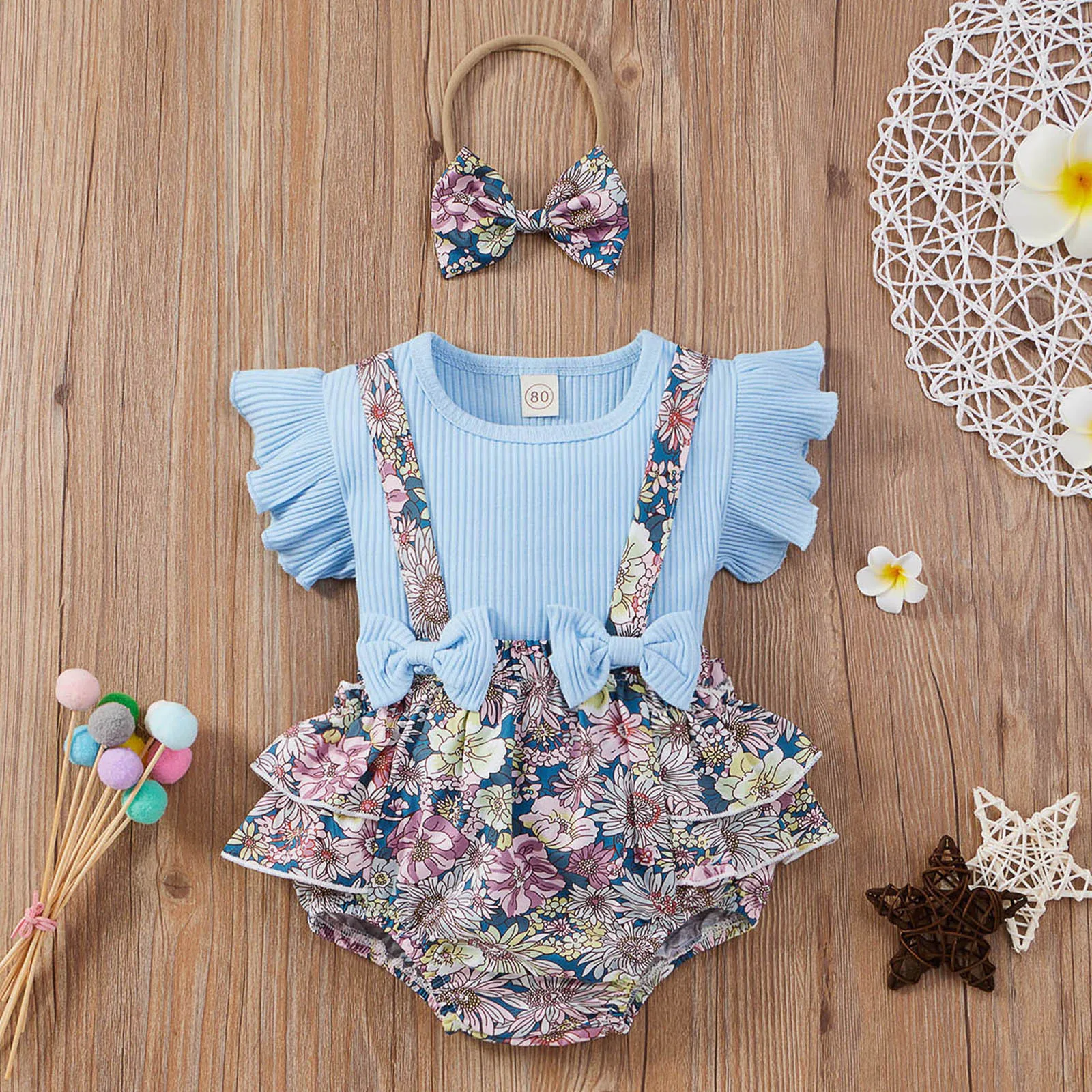 

Summer Baby Girl Clothes For Newborns Baby Clothing Sleeveless Tops Bow Suspender Shorts With Headband Cute Baby Clothes NewBorn