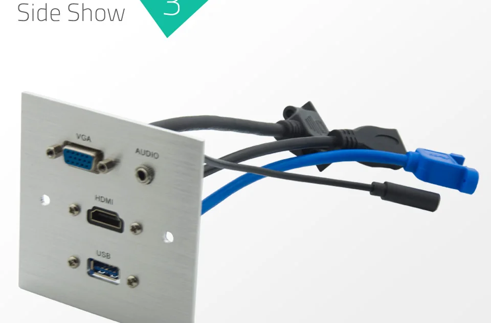 1 банда алюминий 86 стиль VGA 3,5 мм стерео аудио HDMI USB 3,0 Женский к женской стеновой пластине с задней стороны 20 см длина короткий кабель