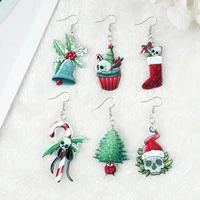 1pair christmas earring spooky coffin ouija skull crystal ball holiday decoration drop earrings for women jewelry