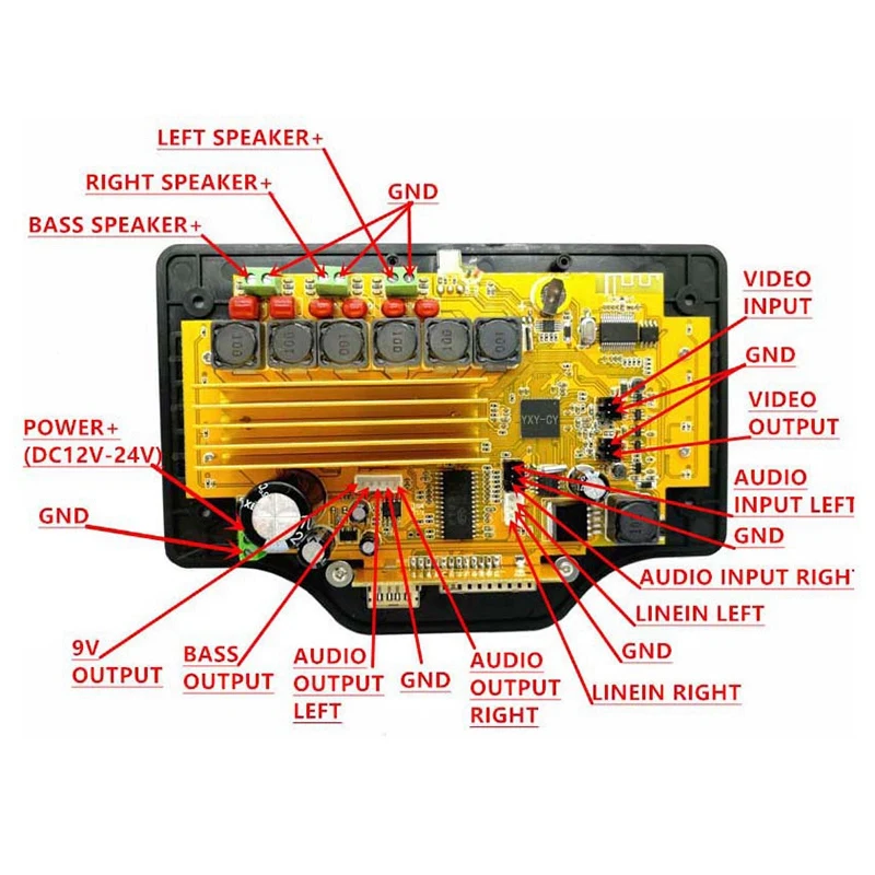 

New 4.3 Inch LCD o Bluetooth Receiver Decoder MP4/MP5 Video Decoding DC12V 2.1 Amplifier Board 50Wx2+100W