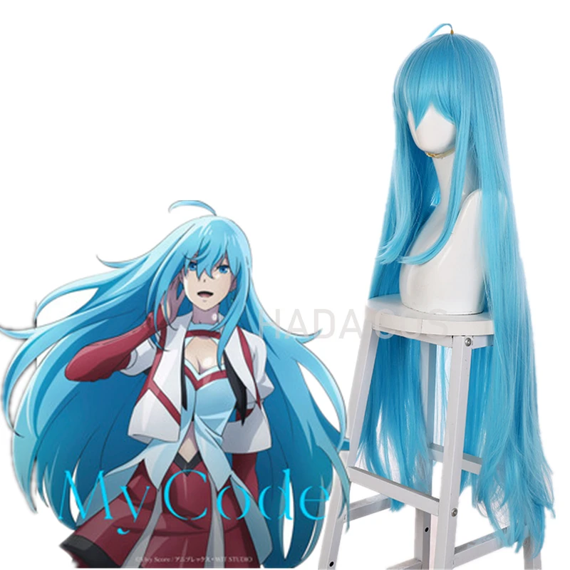 Парик для косплея из аниме Виви с длинными волосами небесно-голубого цвета