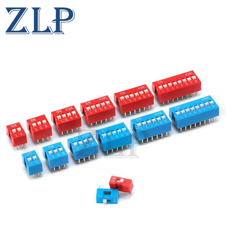 

Модуль переключателя слайда 1 ~ 12 бит 2,54 мм Способ Позиции DIP синий переключатель с шагом синий переключатель для печатной платы 8PIN 6PIN