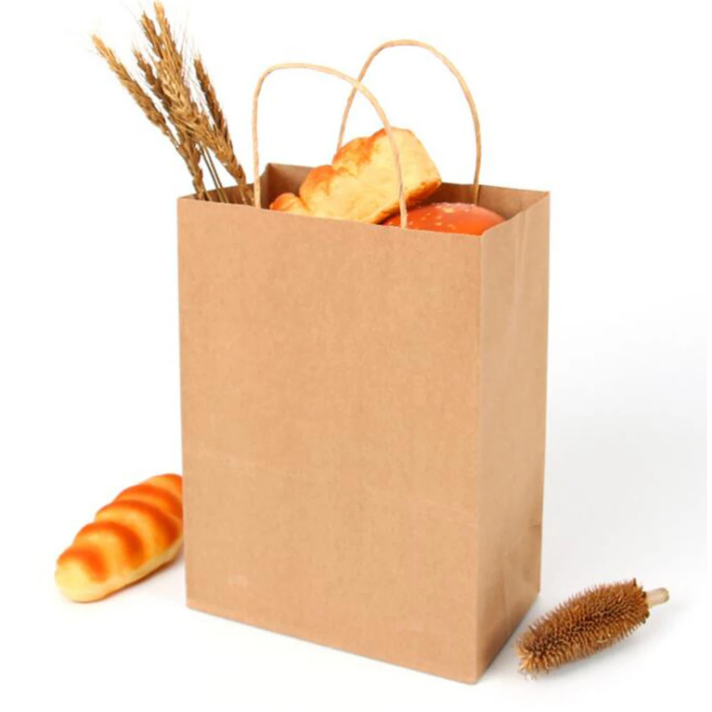 2019 коричневая бумажная сумка-тоут сумка для продуктов вечеринок и подарков с