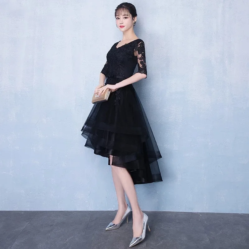 Черные вечерние платья невесты с цветочным узором женское вечернее Ципао v