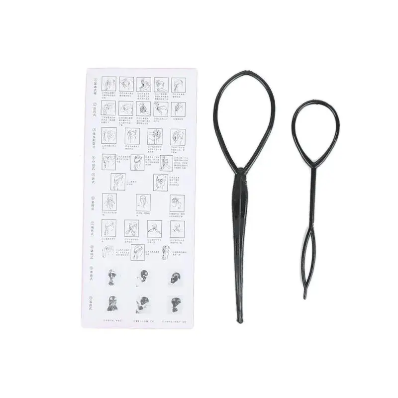 

2pcs/Set Women Black Plastic Magic Topsy Tail Hair Braid Hairdressing Rope Ponytail Hair Styling Maker Hair Clip Tool Accessorie