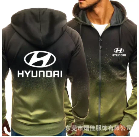 

2021 NEW Spring Autumn HYUNDAL Print Sweatshirt Gradient Hoodies Fleece Zipper Jacket Mens Hoodie Harajuku Male Clothing w