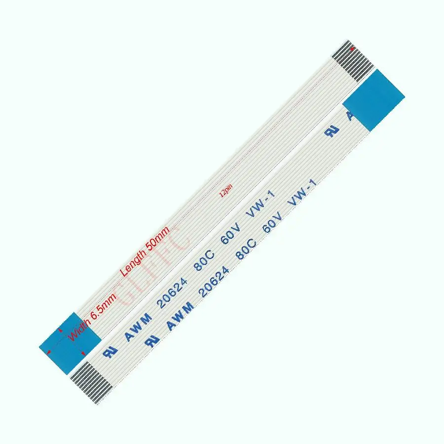 12pin 0 5 Шаг 50 мм 400 B Тип Гибкий плоский кабель FFC awm 20624 ROHS для TTL LCD DVD