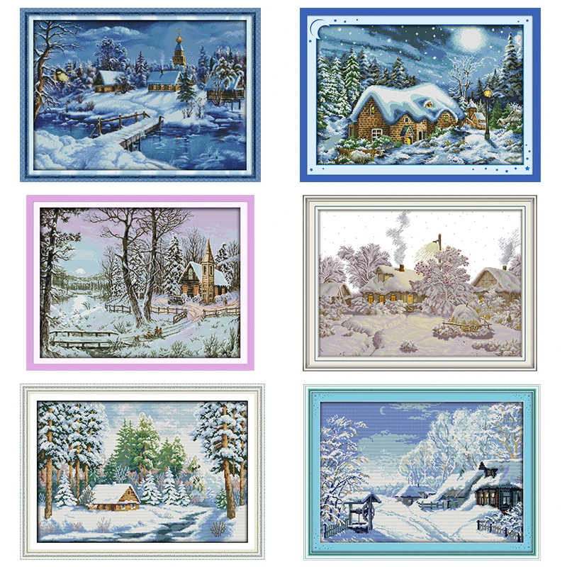 Winter kabine serie gezählt kreuz stich kits 14CT 11CT stickerei set DIY landschaft muster hand home dekoration malerei