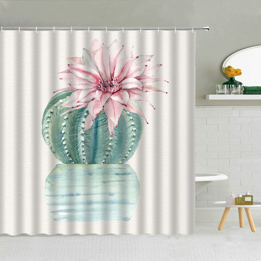 Вода Цвет Цветок кактуса душ Шторы s тропический пустынный завод занавеска с