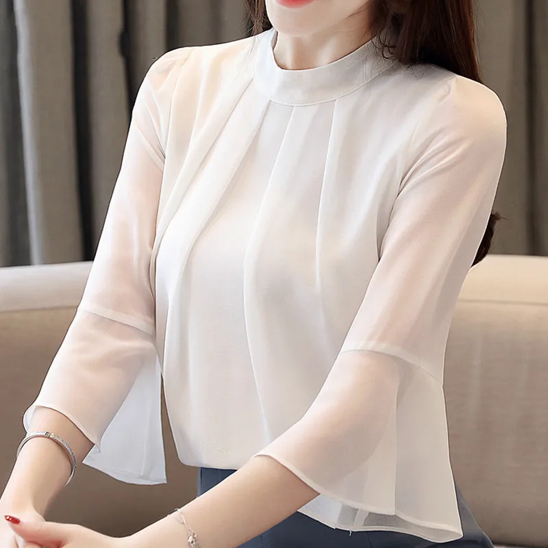 Женские блузки mujer de moda2019 Metade do Alargamento Da Luva da camisa das Mulheres blusas| |