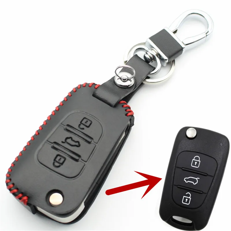 Флип-чехол FLYBETTER из натуральной кожи с 3 кнопками для Hyundai I30/IX35/Accent/I20/Sonata/Verna Kia