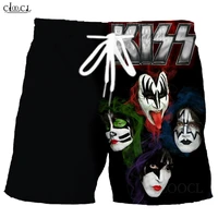 cloocl newest metal rock kiss band summer beach shorts 3d print fashion men harajuku hip hop all match shorts drop shipping