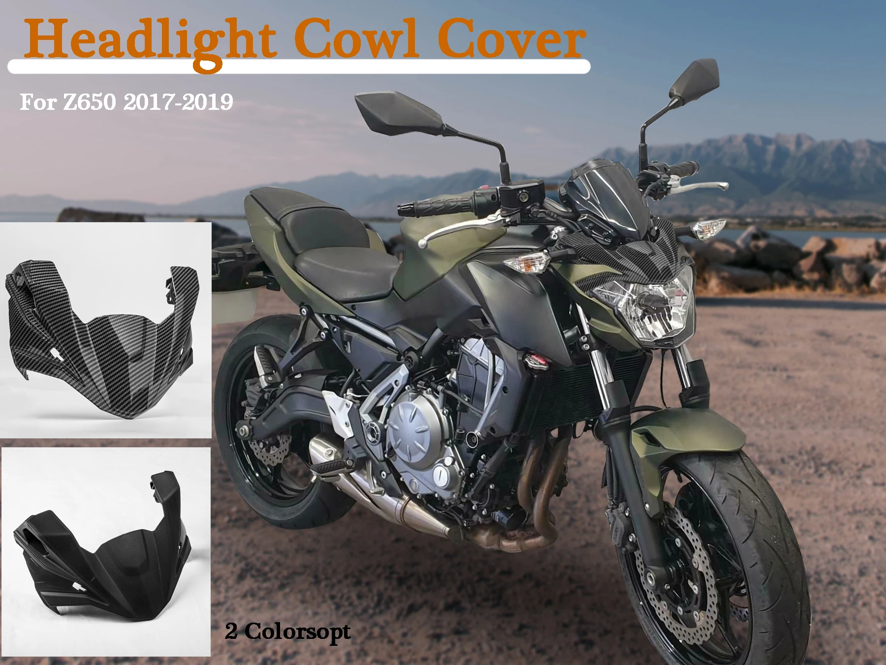 

For Kawasaki Z650 Z 650 2017 2018 2019 Motorcycle Accessories Front Headlight Upper Top Cover Beak Nose Injection Fairing