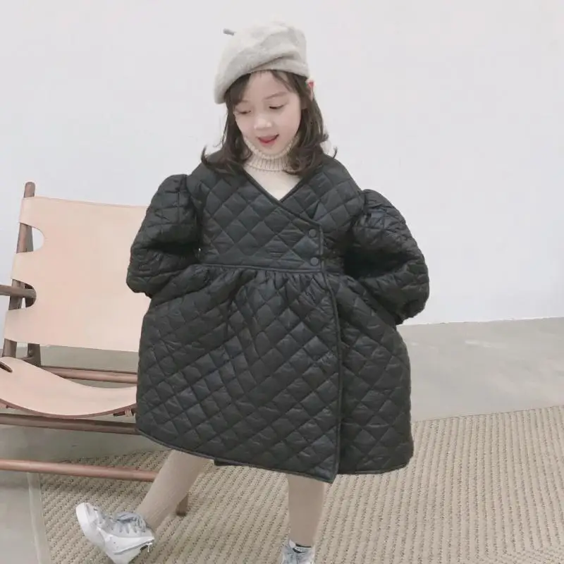 Детское платье с V-образным вырезом платья рукавами-фонариками для девочек