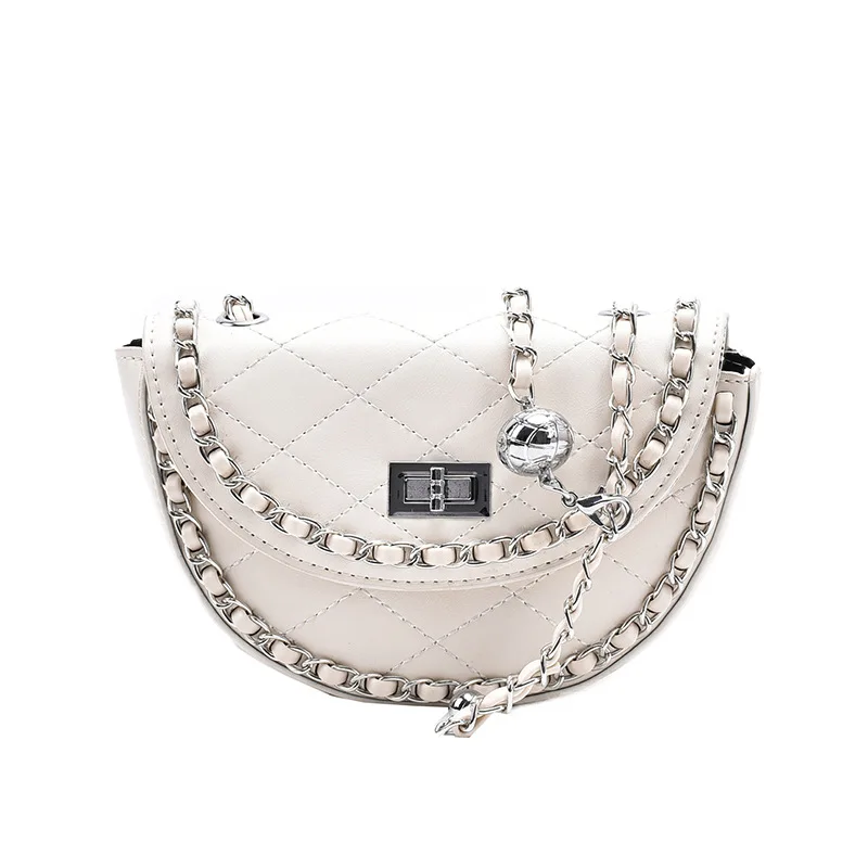 

Fashion Personality Lock Clamshell Chain Bag Female Bag 2021 Summer New Style Rhomboid Embroidered Thread Shoulder Messenger Bag