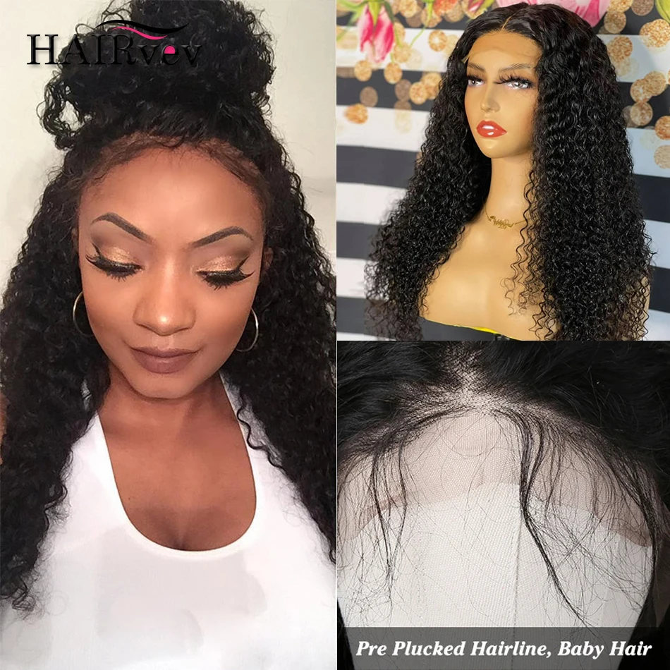 

150% Density Kinky Curly 4x4 Lace Closure Human Hair Wigs Natural 100% Malaysia Human Hair Wig HD Transparent Lace Closure Wigs