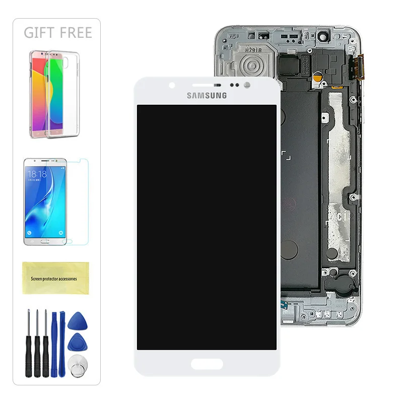 White With Frame На тонкопленочных транзисторах на тонкоплёночных транзисторах J710 ЖК-дисплей для samsung Galaxy J7 J710FN J710F J710M J710Y J710G J710H кодирующий преобразователь сенсорного экрана в сборе рамка для кнопки «Домой» - Цвет: White With Frame