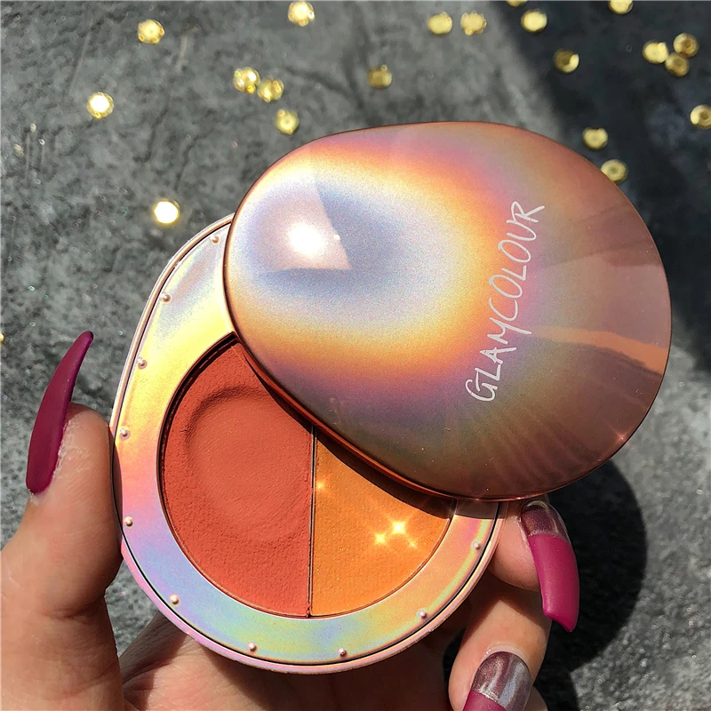 

2 Colors Face Shimmer High Lighter Shiny Body Highlight Brighten Face Highlighter Bronzer Blush Powder Palette Contour Cosmetics