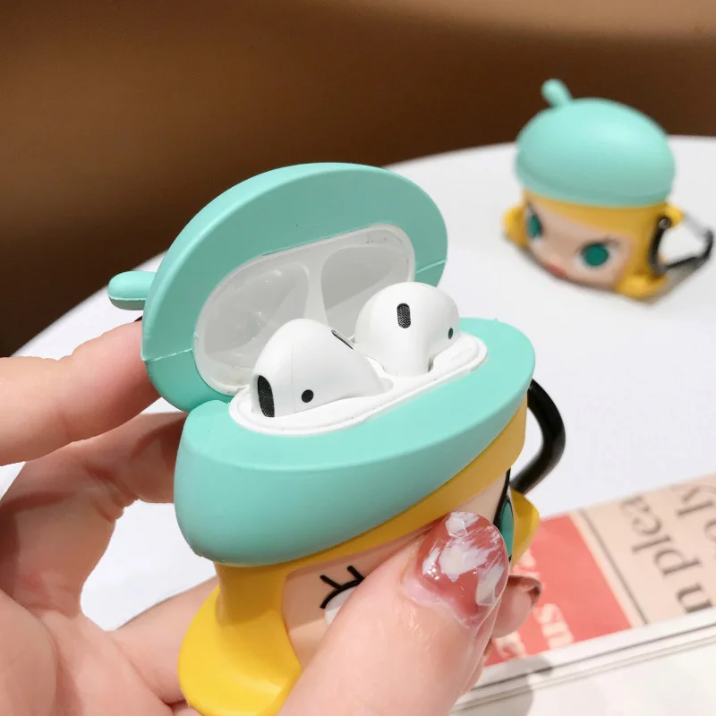 Чехол для AirPods с 3D рисунком для мобильного телефона, чехол для наушников s для Apple Airpods 2, забавные аксессуары, Защитная крышка с креплением
